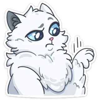 👎 cat, middle finger, offensive, gesture, sticker, white cat telegram sticker