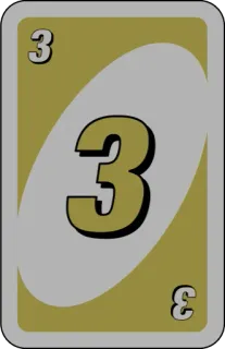 💛 3 uno, card game, three, yellow, number whatsapp sticker