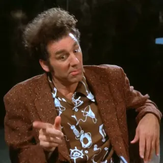 👍 Cosmo Kramer Seinfeld Cosmo Kramer, Seinfeld, señalando, gracioso, personaje cómico telegram sticker