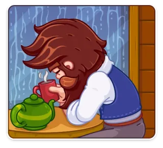 🌧 tè, pioggia, finestra, rilassante, calmo, cartone animato whatsapp sticker