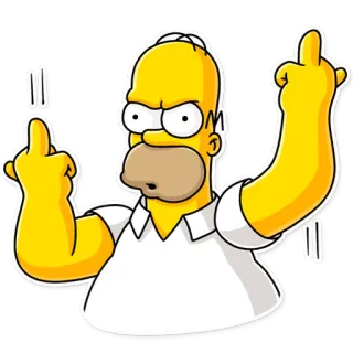 😤 Homer Simpson The Simpsons Homer Simpson, doigt d'honneur, dessin animé, offensant, impoli, Simpsons, jaune telegram sticker