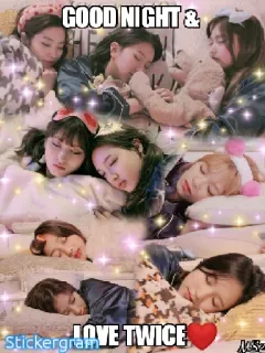 ☺️ GOOD NIGHT & LOVE TWICE おやすみ, 睡眠, Twice, Kpop, 愛, かわいい, stickergram telegram sticker