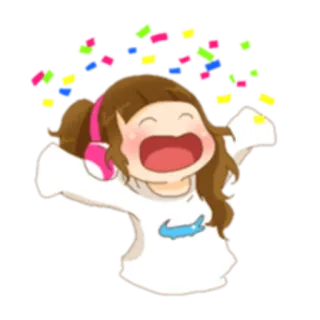 😍 confettis, fête, fille, joie, fête, joyeux, mignon telegram sticker