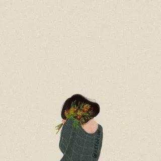 🌷 @ottokim женщина, цветы, искусство, иллюстрация, рисунок telegram sticker