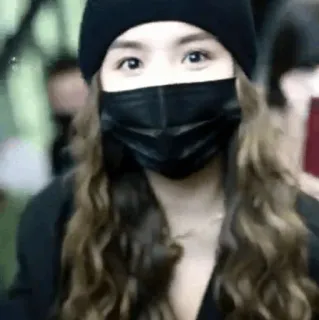 💣 woman, beanie, mask, portrait, person, curly hair telegram sticker