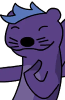 😊 การ์ตูน, สัตว์, ตัวละคร, สีม่วง, ยิ้ม telegram sticker