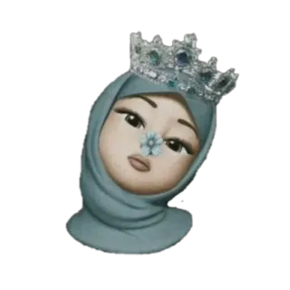 😼 Хиджаб, Мусульманин, Девочка, Корона, Эмодзи, Стикер whatsapp sticker