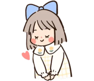 ☺️ imut, gadis, pita, anime, stiker, kawaii whatsapp sticker