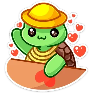 ❤️ turtle, animal, cartoon, cute, hearts, love, kawaii whatsapp sticker