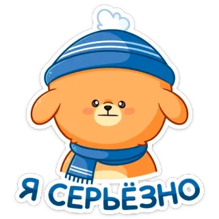 😐 Я СЕРЬЁЗНО 熊, 严肃, 卡通, 动物, 冬天, 可爱 telegram sticker