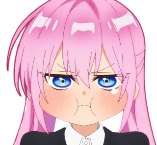 😤 anime, stiker, rambut pink, perempuan, imut, kesal whatsapp sticker