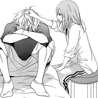 ❤ Animé, Manga, Triste, Réconfort, Couple, Dessin, Illustration, Émotionnel telegram sticker