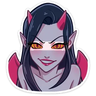 👀 devil, demon, evil, girl, anime, halloween, cartoon whatsapp sticker
