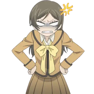 👿 anime, arrabbiato/a, frustrato/a, ragazza, uniforme scolastica, contrariato/a telegram sticker
