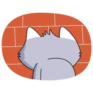 😶 кот, мультфильм, животное, стена, наклейка, серый кот telegram sticker