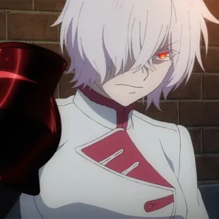 🧬 anime, character, white hair, red eyes whatsapp sticker