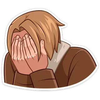 🫣 traurig, weinend, verärgert, emotionen, enttäuscht, anime, cartoon whatsapp sticker