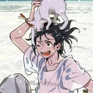 🌊 PURZINGSU อนิเมะ, แมว, ชายหาด, ภาพประกอบ, มังงะ, วัยรุ่น telegram sticker