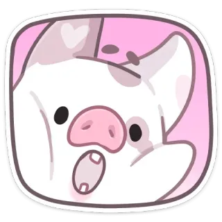 😲 돼지, 동물, 만화, 핑크, 귀여운, 웃긴, 카와이 whatsapp sticker