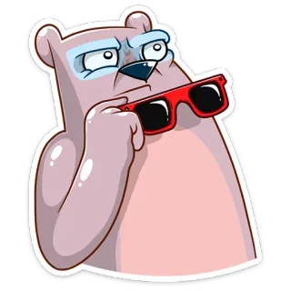 😮 niedźwiedź, kreskówka, okulary, myślenie, zwierzę, śmieszne, fajne telegram sticker