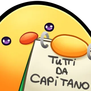 🐤 Tutti da CAPITANO Italiano, Dibujo animado, Saludo, Frase, Expresión whatsapp sticker