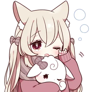 🥱 Anime, Kawaii, Dễ thương, Cô gái, Búp bê, Chibi, Nhãn dán whatsapp sticker
