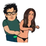 🐩 cartoon, woman, man, bikini telegram sticker