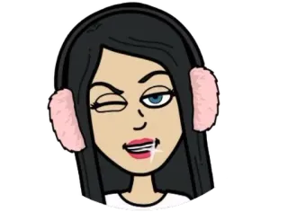 😉 Cartoon, Avatar, Bitmoji, Mädchen, Zwinkern, Gesicht, Ohrenschützer telegram sticker