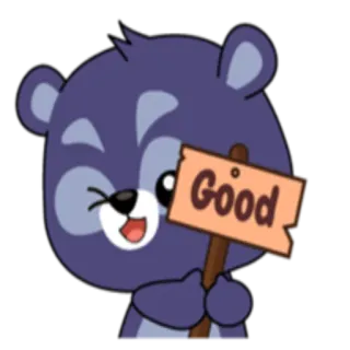👍 Good Dessin animé, Ours, Panneau, Positif, Bien telegram sticker