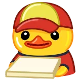 🍕 anatra, pizza, consegna, cartone animato, cibo, animale, giallo, rosso telegram sticker