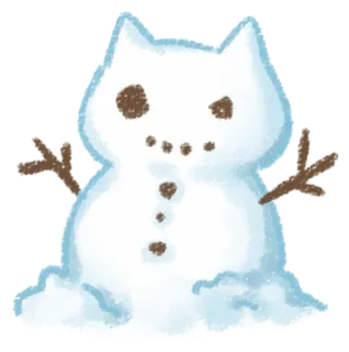 ⛄ manusia salju, kucing, salju, musim dingin, imut, binatang, bersalju, kartun telegram sticker