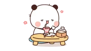 🍩 panda, cute, drinking, food, cartoon, kawaii telegram sticker
