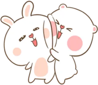 ❤ rabbit, bear, cartoon, cute, friendship, hug telegram sticker