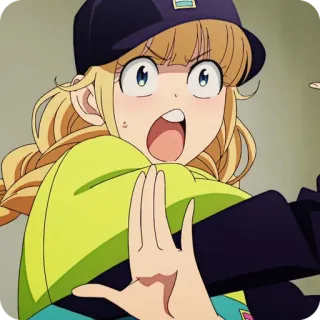 🙂 fille anime, cheveux blonds, effrayé, surpris, dessin animé, femme, ado whatsapp sticker