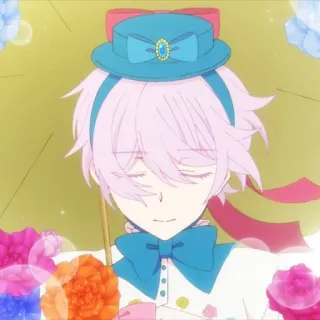 🥰 anime, cute, pink hair, flowers, blue, light, elegant telegram sticker