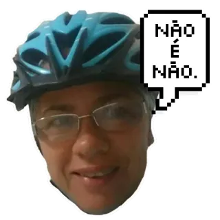 ☝ NÃO É NÃO. cyclist, cycling, person, helmet, glasses, speech bubble telegram sticker