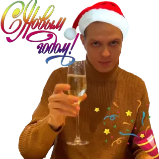 🎅 С Новым годом! nowy rok, świętowanie, szampan, czapka Mikołaja, konfetti, impreza telegram sticker