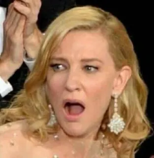 🏳‍🌈 Cate Blanchett นักแสดง, คนดัง, ตกใจ, ผมบลอนด์, อ้าปาก, ประหลาดใจ telegram sticker