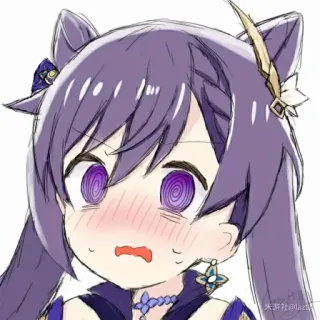 😳 Keqing Genshin Impact Anime, Genshin Impact, Keqing, Videospiel, Lila Haare, Süß, Schockiert whatsapp sticker