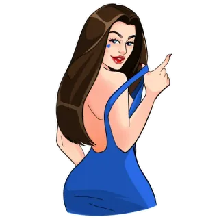 😏 kobieta, sukienka, kreskówka, ilustracja, seksowna, kobieca telegram sticker