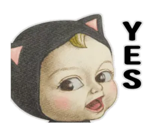 👻 YES 婴儿, 是的, 猫, 积极, 可爱 telegram sticker