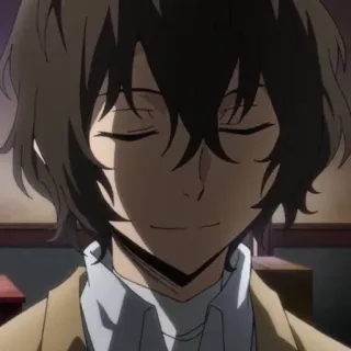 🖤 Dazai Osamu Bungou Stray Dogs Anime, Manga, Dazai Osamu, Bungou Stray Dogs, Postać, Uśmiechnięty, Brązowe włosy telegram sticker