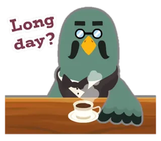 ☕ Brewster Animal Crossing Long day? Brewster, Animal Crossing, café, pájaro, cansado, día largo whatsapp sticker