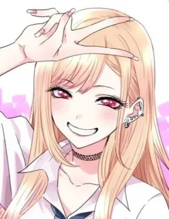 🌟 Anime meisje, Leuk, Blond haar, Oorbellen, Glimlach whatsapp sticker