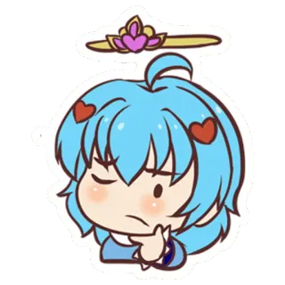 🤔 Anime, Sticker, Chibi, Fofo, Desenho animado, Cabelo azul telegram sticker