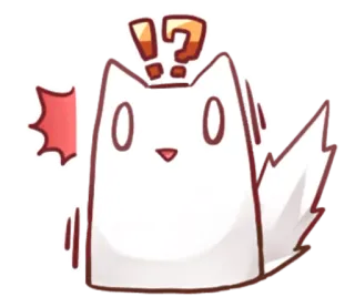 😳 gato, lindo, signo de interrogación, signo de exclamación, alerta, gato blanco whatsapp sticker