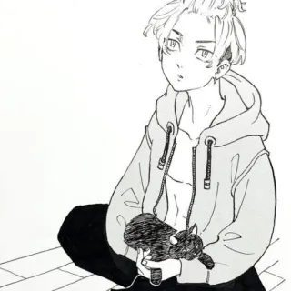🛌 Anime, Chico, Sudadera con capucha, Conejo, Lindo, Arte, Manga telegram sticker