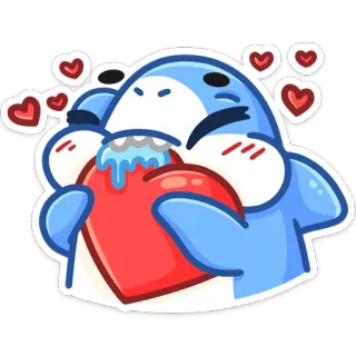 ❤️ tubarão, amor, coração, desenho animado, fofo telegram sticker