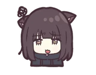 😔 Anime, Kartun, Telinga kucing, Lucu, Kawaii telegram sticker