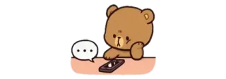 🧸 bear, cartoon, cute, phone, waiting, isolated, emoji telegram sticker